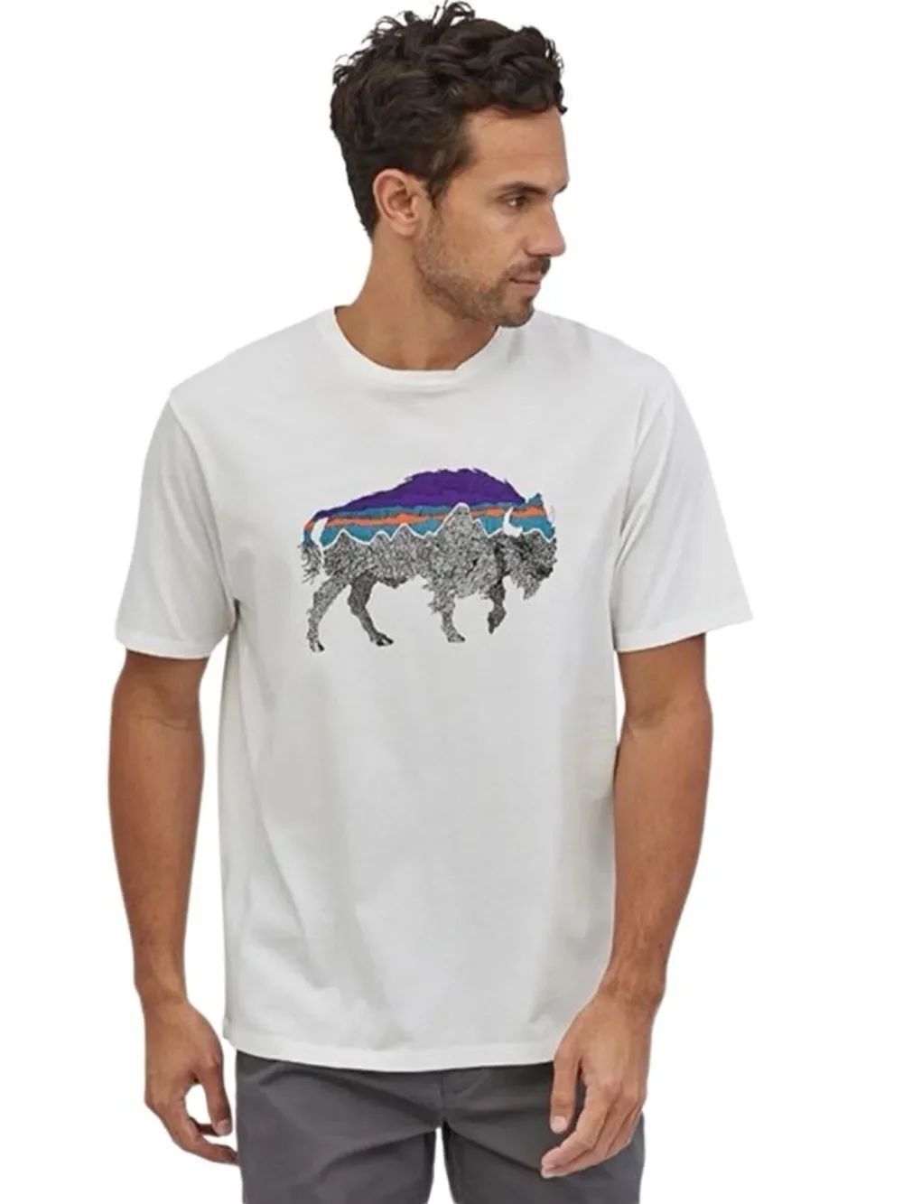 Patagonia Back For Good Organic graphic T-Shirt bison White Size:Small Unisex